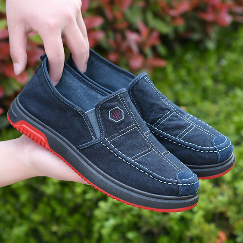  New Men's Shoes Spring Old Beijing Cloth Shoes Men's Casual Lazy Slip-On Canvas Shoes Versatile Sneakers