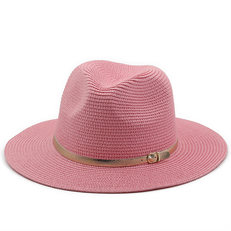 Gold Belt Decorative Straw Beach Men And Women Seaside Outdoor Sun Protection Hat display picture 5