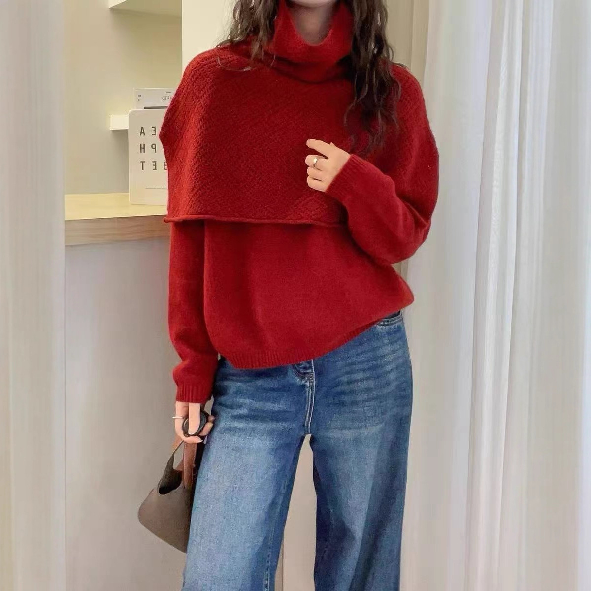 Korean Fashion Chic and Super Nice Knitted Knitwear for Women 2025 Winter New Style Design Loose Long-Sleeved Top