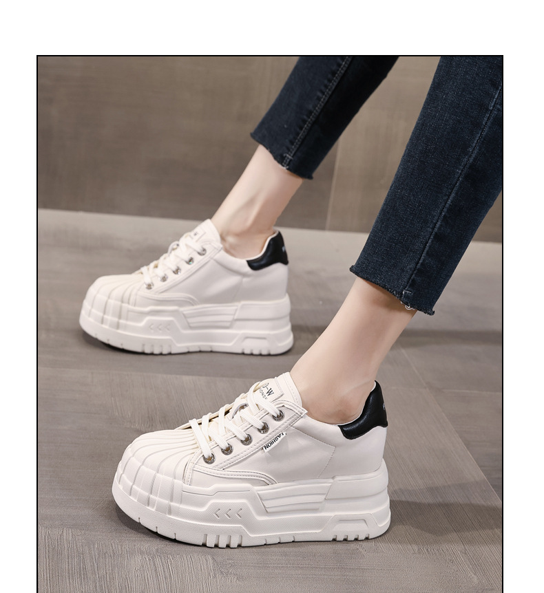 Giày sneaker nữ đế dày tăng chiều cao bên trong, phối bánh xốp thoáng khí — Màu be chi tiết 15