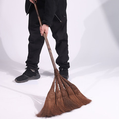 A5L紫竹長杆銅絲珠子棕掃把 =掃帚宗鬃毛粽毛用純手工大把棕櫚掃