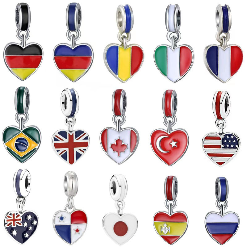 Hot-Selling Panjia's New 15 National Region Heart-Shaped Flag Cross-Border E-Commerce DIY World Cup Flag Pendant