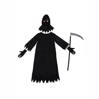 万圣节儿童服装牛角死神撒旦恶魔cos装扮发光眼镰刀套装