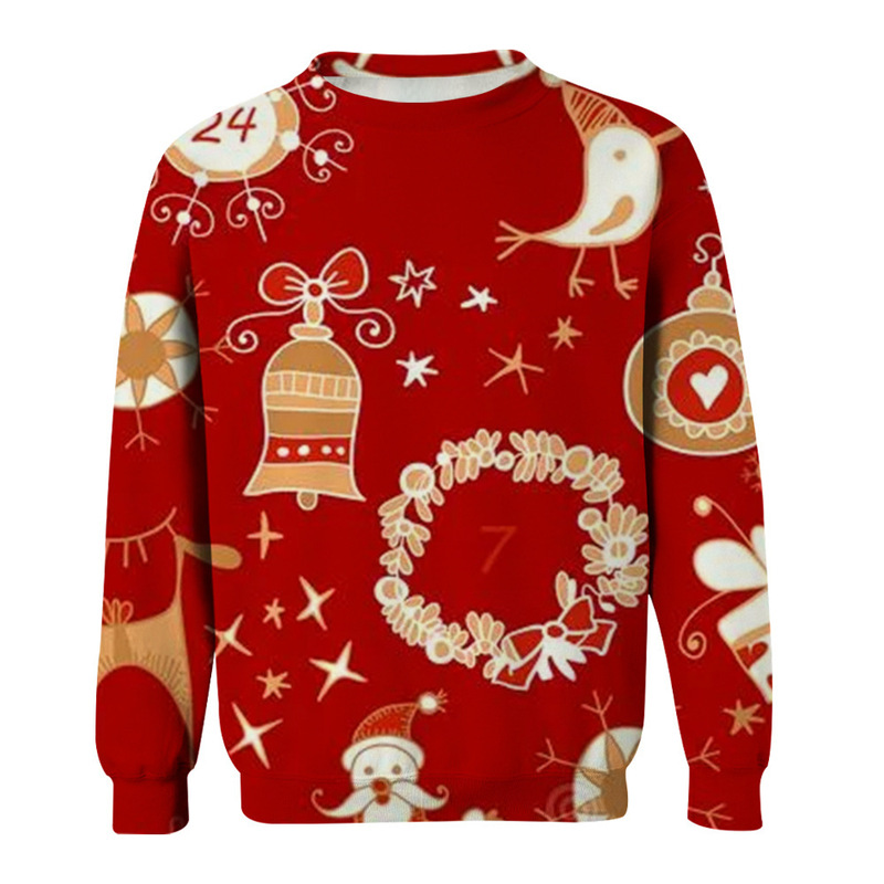 Fashion couple sports leisure holiday sweater 3D digital printing colorful Santa Claus youth pullover sweater men