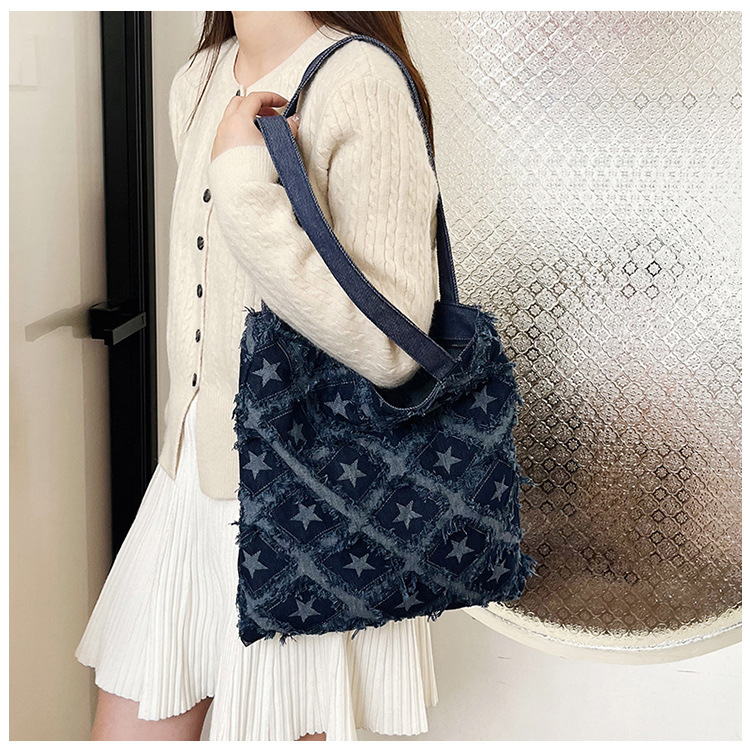 2024 New bucket bag, starry fringed fringe single-shoulder bag, autumn trendy and personalized design handbag, crossbody bag undefined
