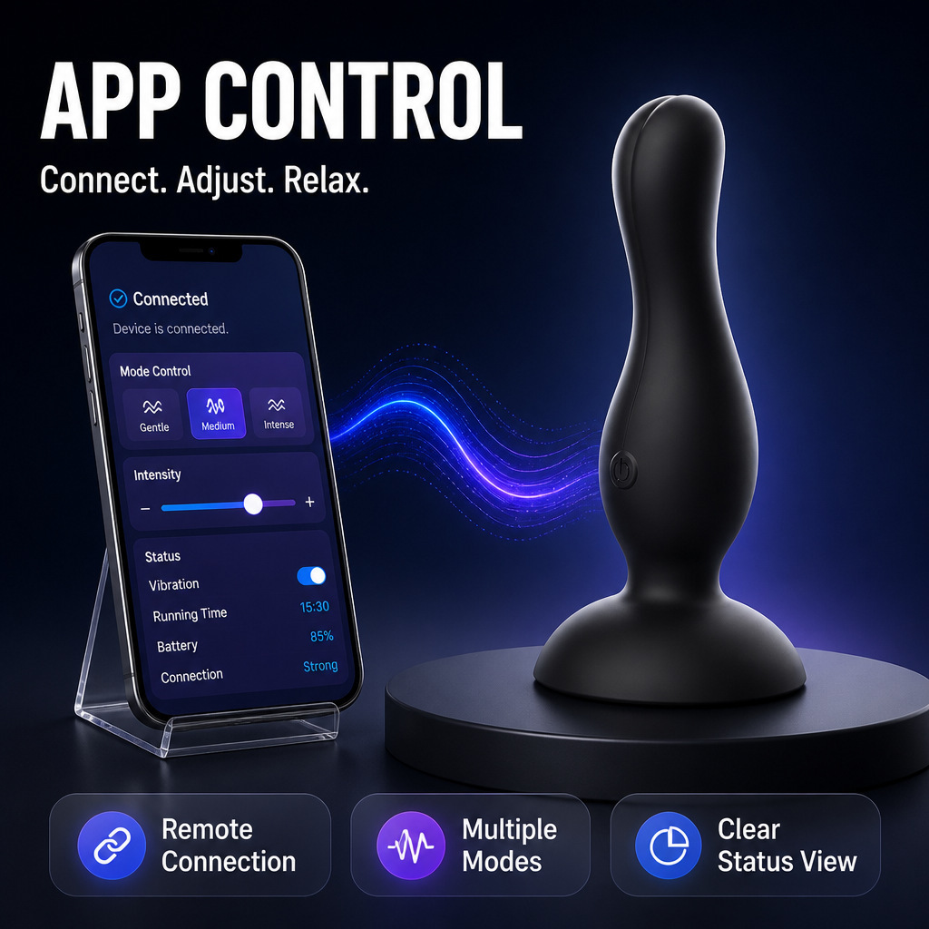 App-Controlled Prostate Massager Anal Plug with Puller, Pink Large — detail image 1