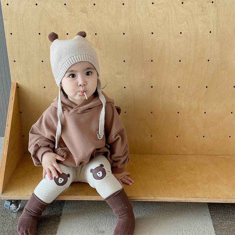 Sudadera con capucha de otoño para niños, estilo coreano, ropa infantil, ropa de otoño para bebés, tops de oso para niños y niñas, chaquetas para bebés y niños pequeños