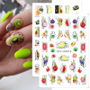 Nail stickers, fruit adhesive fake nails, suitable for import, new collection, European style, English letters, 3D