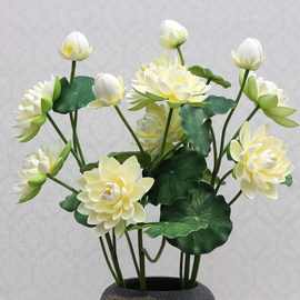 玫蕊仿真花厂家直销单支供佛寺庙家居装饰莲花假花批发睡莲荷花