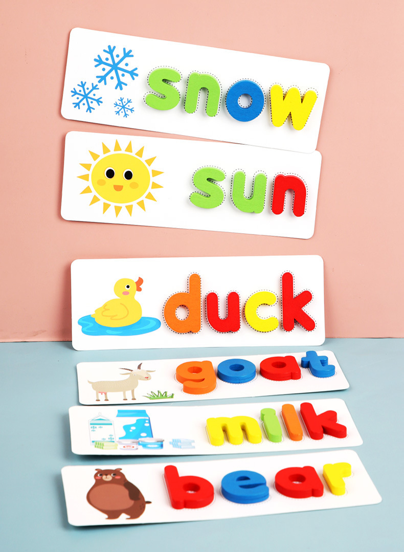 拼单词游戏26字母儿童益智早教卡片拼写拼音教具木制玩具puzzle详情15