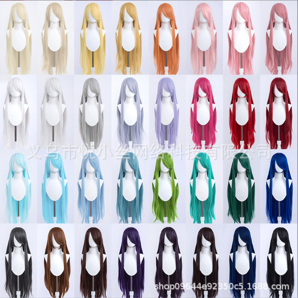 100cm Universal cosplay Anime Long Straight Hair Face-slimming Female Black and White Multi-color Optional Cos Wig Factory Batch