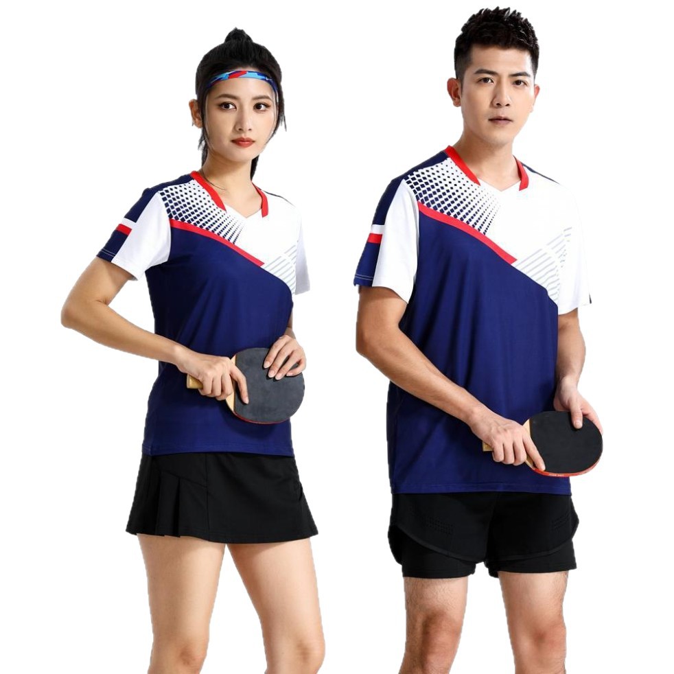 Seco rápido transpirable poliamonio bádminton set hombre y mujer V-cuello chaqueta deportiva para niños logotipo de impresión de adultos