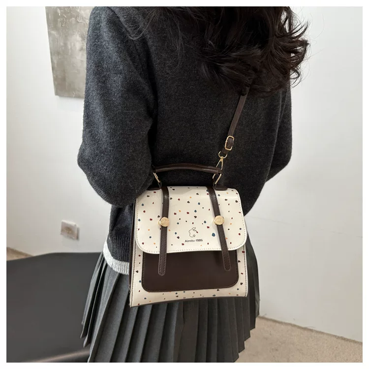 Retro capacious universal handheld one-shoulder bag for leisure, backpack, shoulder bag