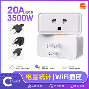 Tuya Wifi Vietnamese Thai Standard Socket with Electricity Metering, Timer, App Remote Control, Voice Control, Smart Home Remote Control