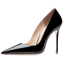24漆皮超黑色高跟鞋女细跟职业性感12CM单鞋设计性感小众气质大码