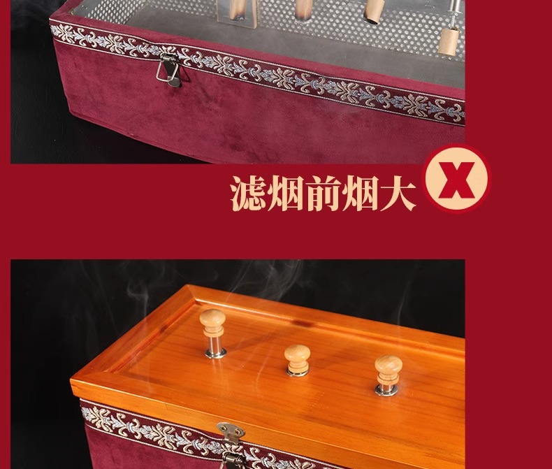 Wooden Moxibustion Box Du Mai Spine Ginger Moxa Burner Long Snake Back Device with 6 Moxa Sticks overview
