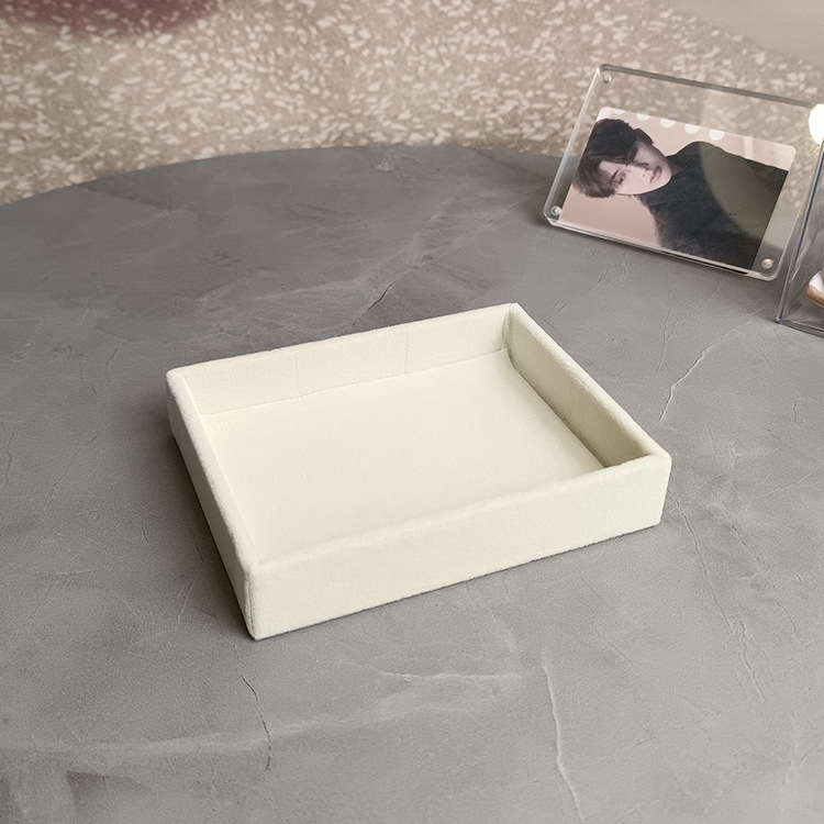 Anillo de joyería beige de tela de ternilla caja de almacenamiento de pernos de aretes pequeño cajón forrado de joyería biliar pulsera tabla de visualización bandeja