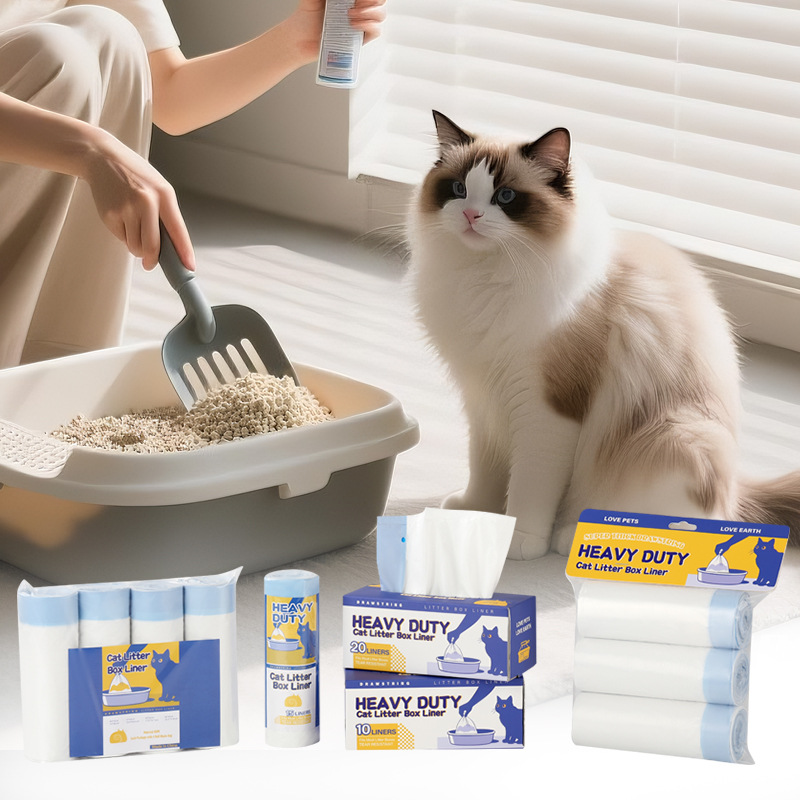 Bolsa de basura para mascotas, bolsa de cuerda portátil, bolsa automática de arena para gatos, bolsa de basura para inodoro inteligente para gatos, bolsa de arena para gatos sin pala