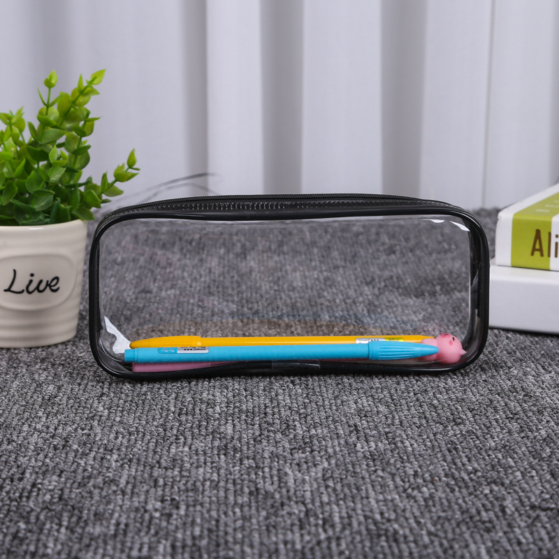 Suministro directo de fábrica caja de lápiz de PVC personalizado bolsa de almacenamiento de cremallera de PVC bolsa de papelería bolsa de lápiz de plástico transparente personalizado LO