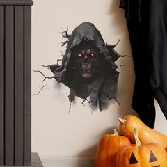 外貿萬聖節破牆骷髏人臥室客廳玄關家居裝飾牆貼貼紙自粘批發跨境