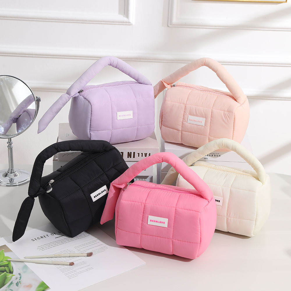 Single-Color Puff Handbag Dopamine Color Series Storage Bag Unique High-End Makeup Bag Shopping Phone Bag