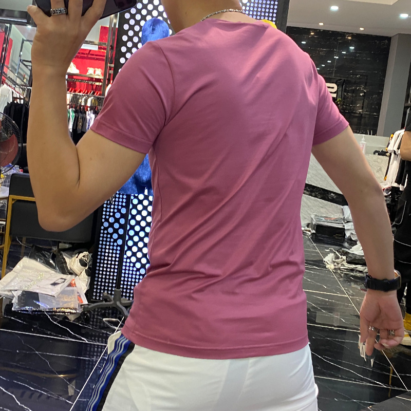 T-shirt à manches courtes pour hommes en soie glacée 2021, nouveau modèle d'été imprimé couronne petite abeille_voghion.com