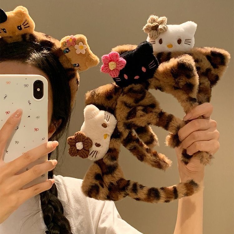 新しいかわいいヒョウ柄の猫のぬいぐるみのカチューシャ|undefined
