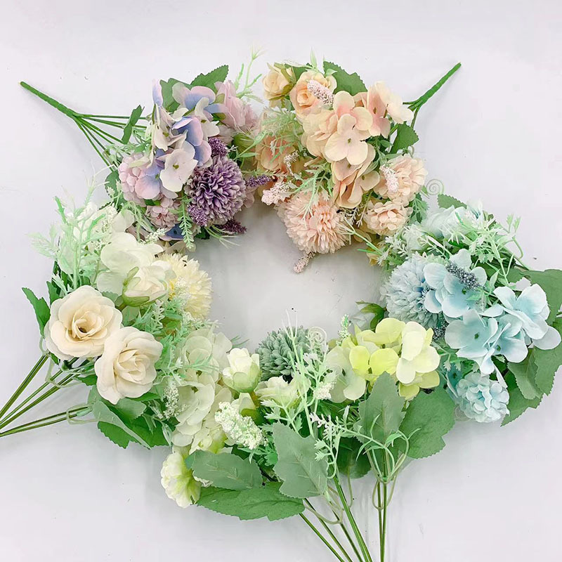 Artificial Rose hydrangea estilo Nórdico 7 tenedor peonía Hortensia combinación ramo de la boda ramo decorativo flor falsa al por mayor