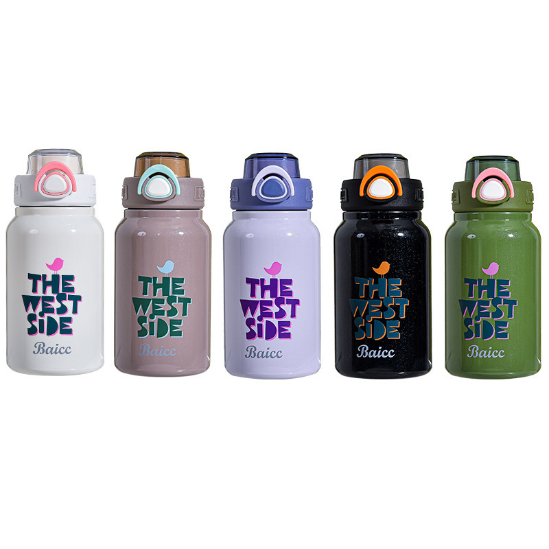 Tazas de agua de acero inoxidable de alta calidad pareja de moda impresión tazas de calor de moda estudiantes tazas deportivas acompañantes al por mayor