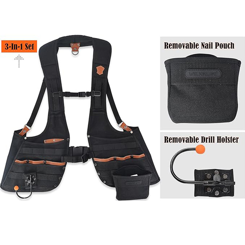Top-G Men's Genuine Leather Tool Vest - Suitable for Electricians, Construction Workers, and Carpenters, with Multiple Pockets Top-G Men's Genuine Leather Tool Vest - Suitable for Electricians, Construction Workers, and Carpenters, with Multiple Pockets
