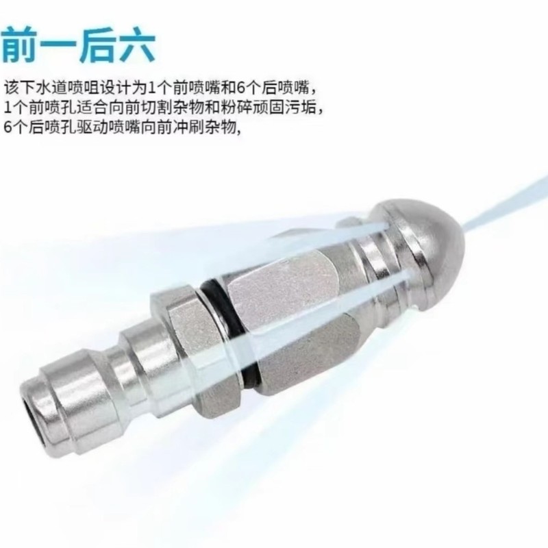 工厂现货不锈钢1/4水老鼠头喷嘴尖头前1后6下水道疏通头高压清洁|undefined
