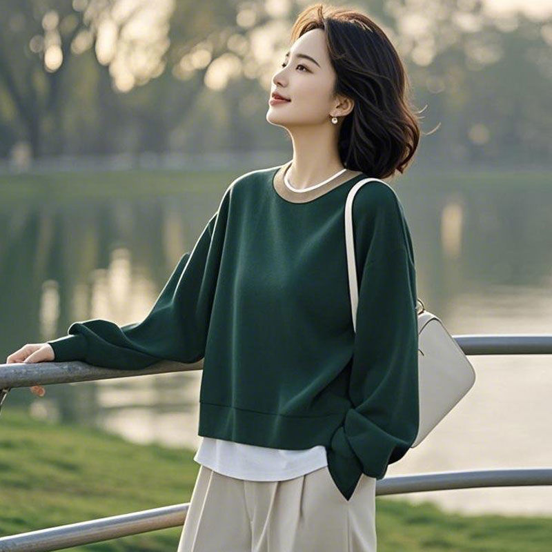 2025 Early Spring New Fashion Petite Design Versatile Niche Unique Pullover Crew Neck Sweatshirt Jacket for Women