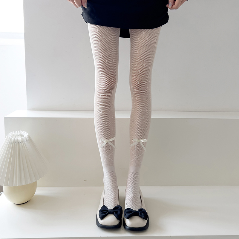 Blanco de seda bowknot leggings verano fino Lolita negro medias que adelgaza versátil JK malla calcetines fabricantes lote