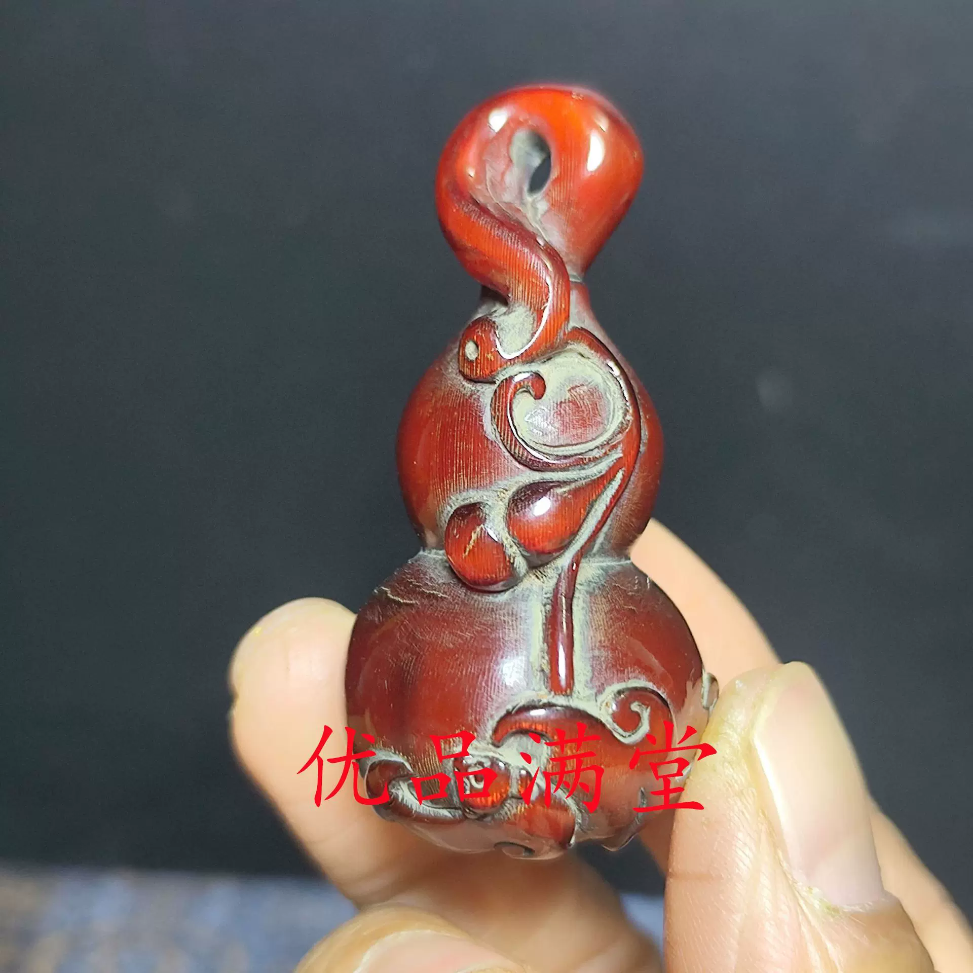 仿古做旧工艺品牦牛角雕刻葫芦手把件吊坠葫芦男女款挂件