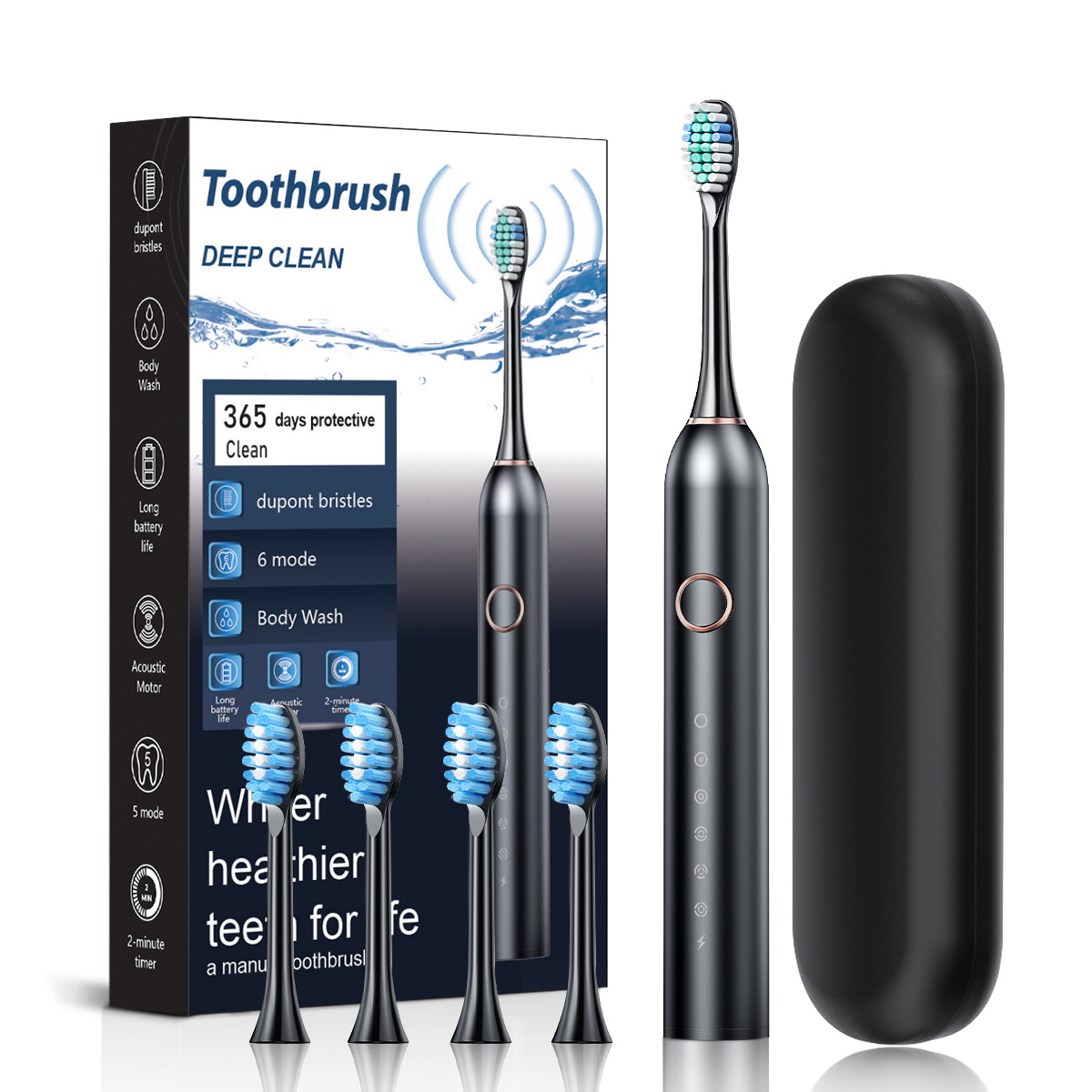 Cross-Border Popular Toothbrush Adult Household Soft-Bristle Sonic Electric Toothbrush USB Rechargeable Couple Toothbrush