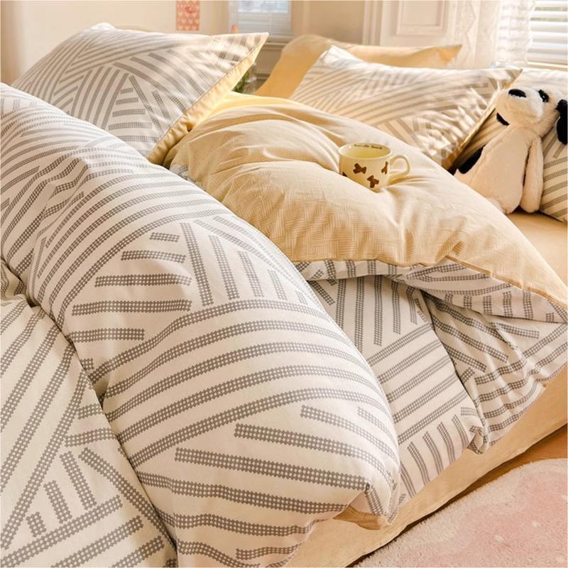 Cama de algodón de algodón de cuatro piezas 2025 nueva sábana simple funda de edredón de tres piezas sábana ropa de cama de dormitorio