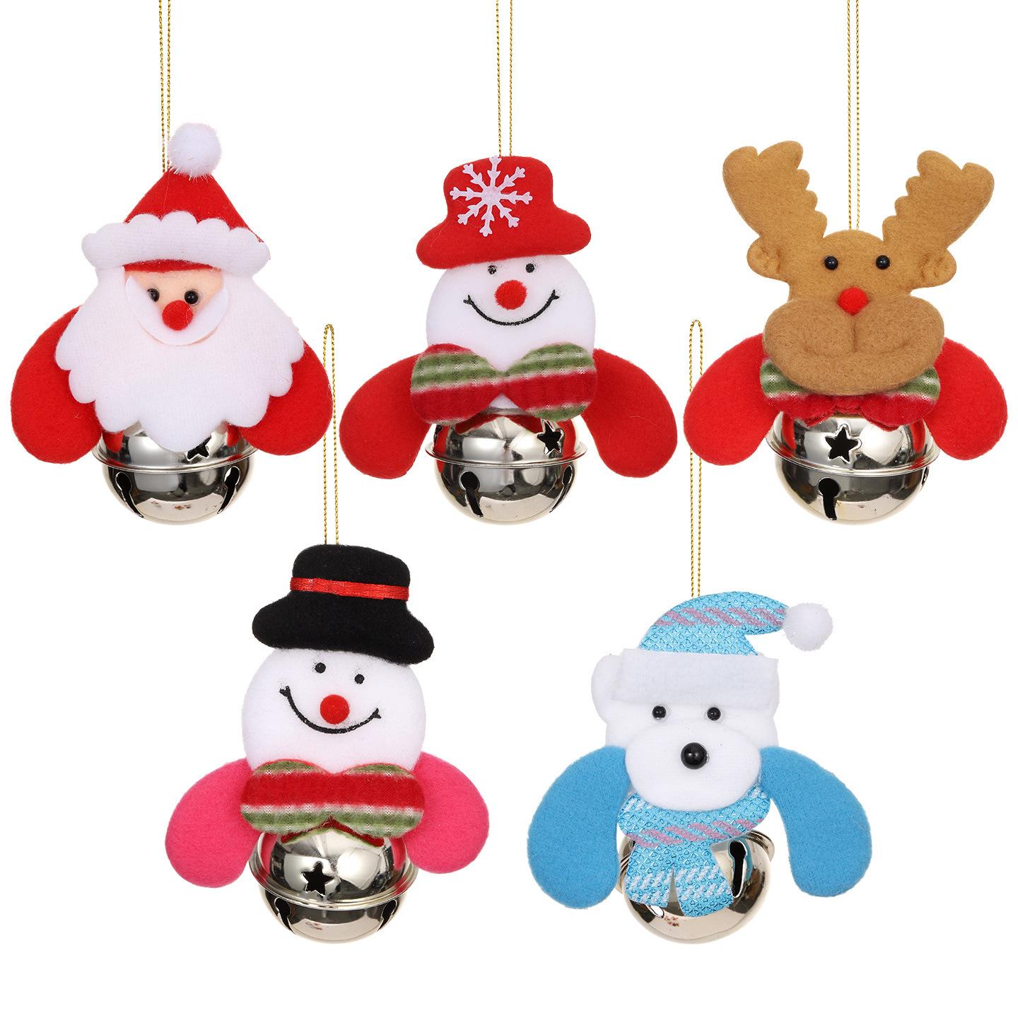 Christmas decorations, Christmas tree ornaments, Santa Claus figurines holding bells, Christmas decorative items, small gifts, cross-border