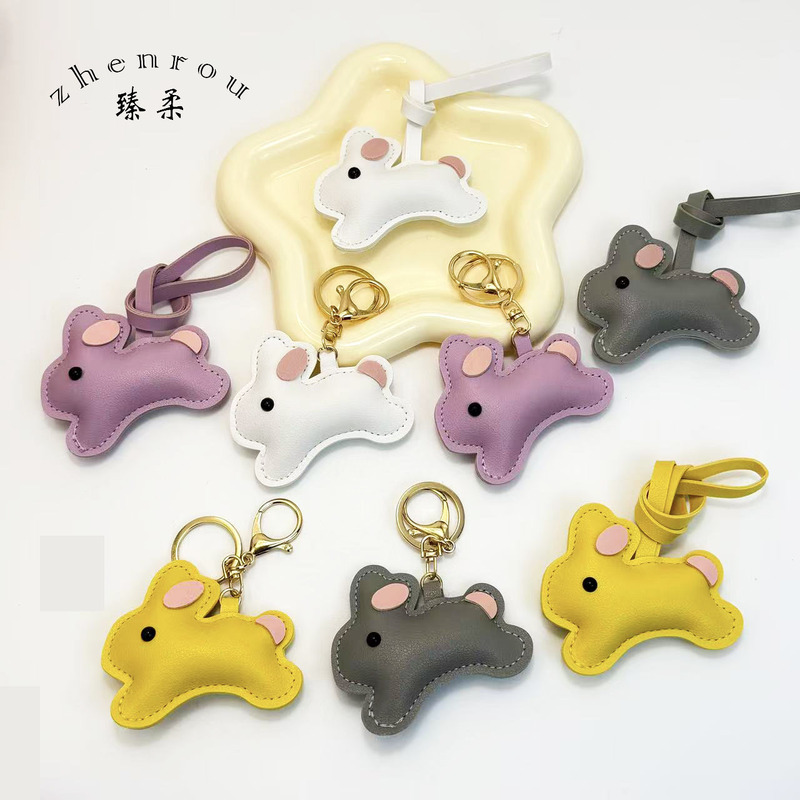 DIY Jewelry Bag Charms, Leather Stuffed Cartoon Bunny Keychains, Multi-Color Pendants Available, Great Gift Options DIY Jewelry Bag Charms, Leather Stuffed Cartoon Bunny Keychains, Multi-Color Pendants Available, Great Gift Options