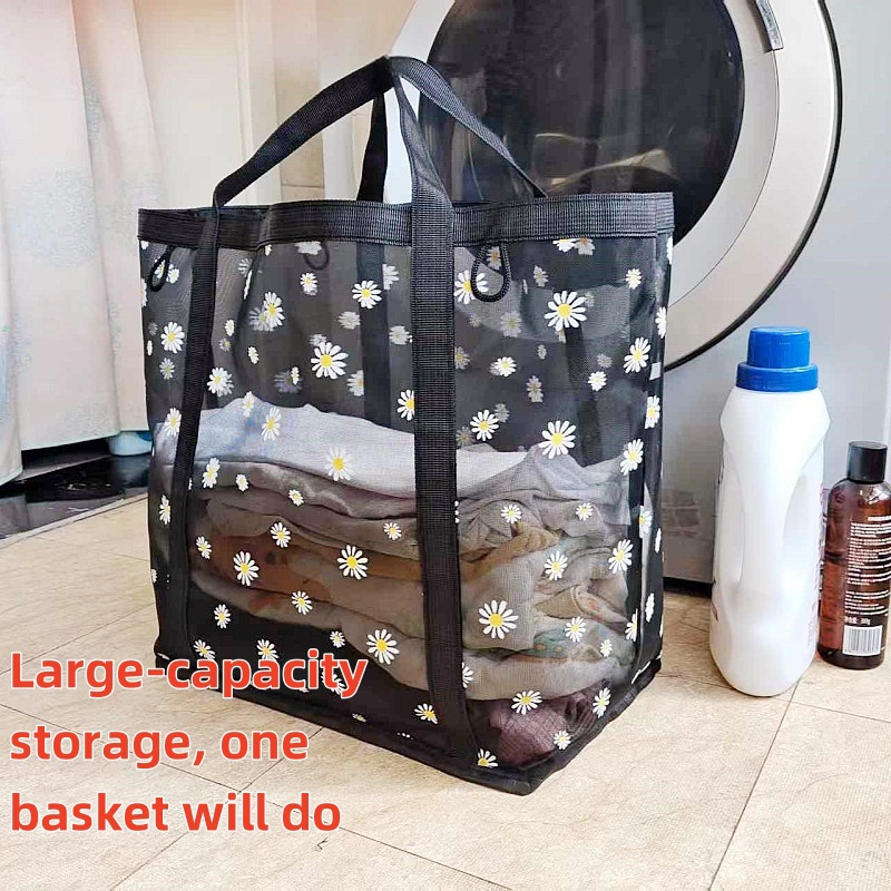 Large Capacity Mesh Bathroom Portable Foldable Laundry Basket for Dirty Clothes, Wall-Mounted Dirty Clothes Hamper