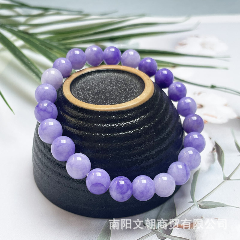 Quartzite Jade Purple Dry Green Bracelet 8mm Bracelet Live Supply Wholesale 10 Yuan Model Street Stall Small Fresh Women's Model