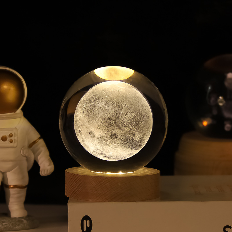 Lámpara Nocturna de Bola de Cristal 3D de Cristal Blanco, Grabado 3D e Iluminación LED, para Decoración y Regalo de Cumpleaños image 14
