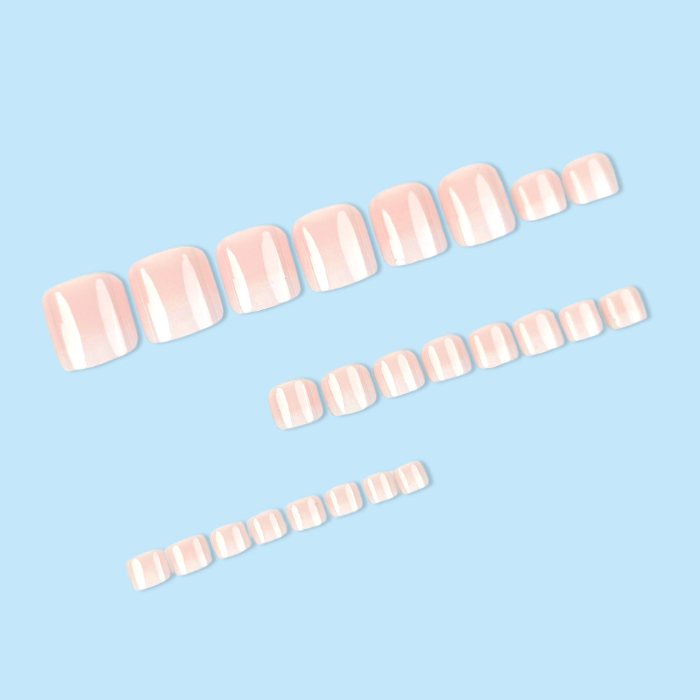 Pie degradado rosa y blanco, uñas de vestir, uñas de uñas de uñas simples y blancas de alta calidad, parches de uñas de venta caliente transfronterizos image 5