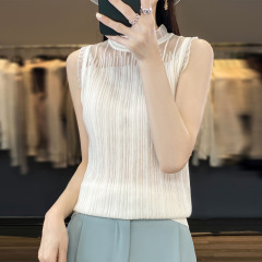 早春夏裝新款氣質高檔時尚百搭花邊領純色打底衫女內搭洋氣背心潮