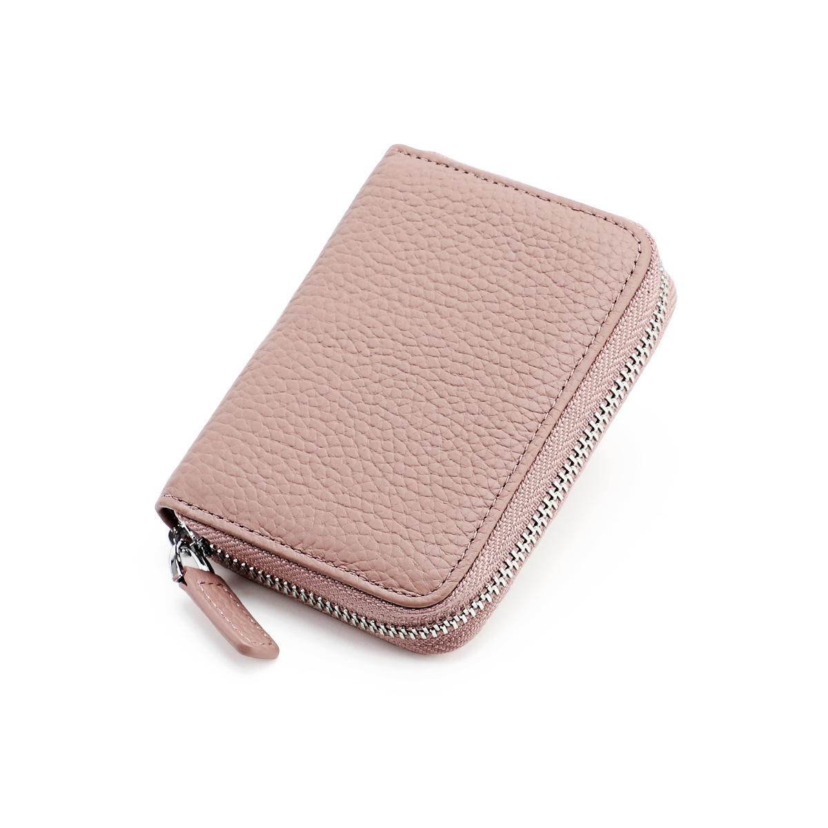 Amazon Japonés Cartera de cuero genuino MONEDERO órgano titular de la tarjeta RFID antirrobo cremallera monedero de la moneda de gran capacidad titular de la tarjeta