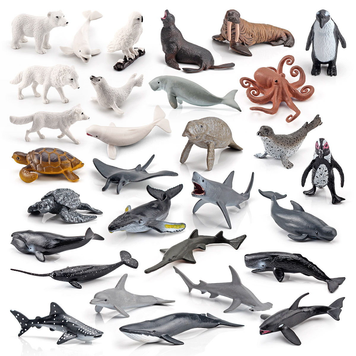 Transfronteriza simulación Marina animal modelo ballena Pingüino tortuga pulpo Oso Polar Blanco Lobo adornos estáticos