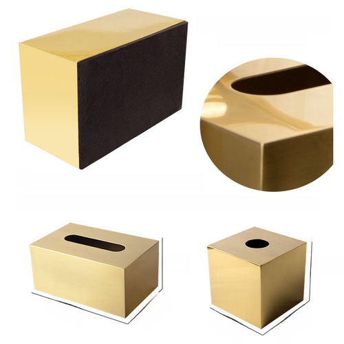 Metal tissue box for living room, household, minimalist modern, Nordic INS style, lightweight luxury, high-end brass color napkin and tissue holder