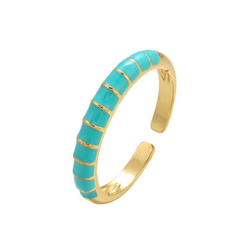 Wholesale Fashion Contrast Color Opening Adjustable Copper Ring Nihaojewelry display picture 9