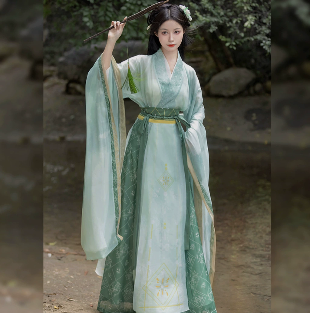 Yunzhuangge оригинальный [Qingyu] Wei Jinfeng Hanfu женский перекресток Guangxian северная и южная юбка с разрывом талии костюм феи