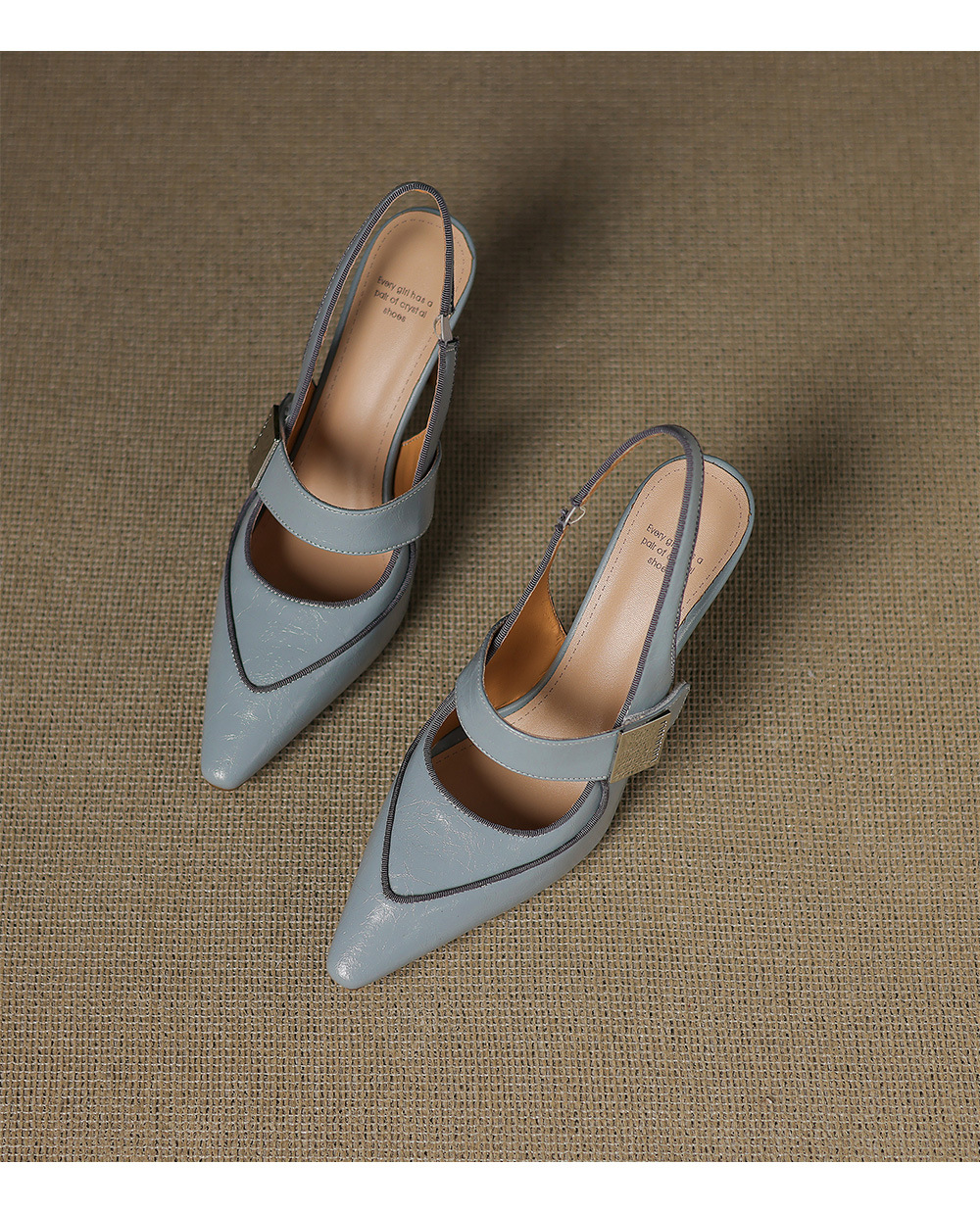Sandal cao gót nữ mũi nhọn quai một dây, gót nhọn 9 cm, phối váy dự tiệc — màu xanh nhạt, màu đen, bạc chi tiết 18