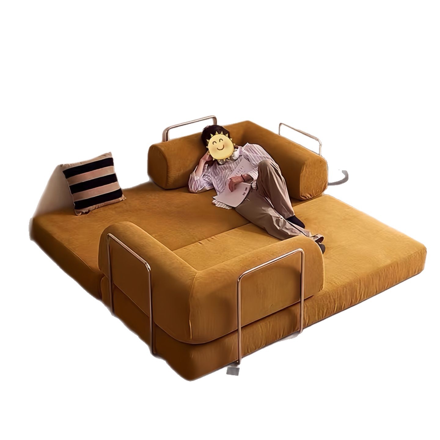 Sofá cama de tela comprimida sofá perezoso sala de estar pequeño dormitorio plegable desmontable doble triple doble lujo ligero